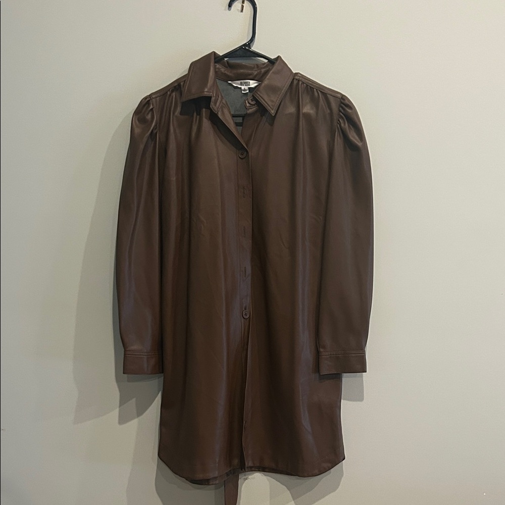 BB Dakota Brown Faux Leather Pea Coat